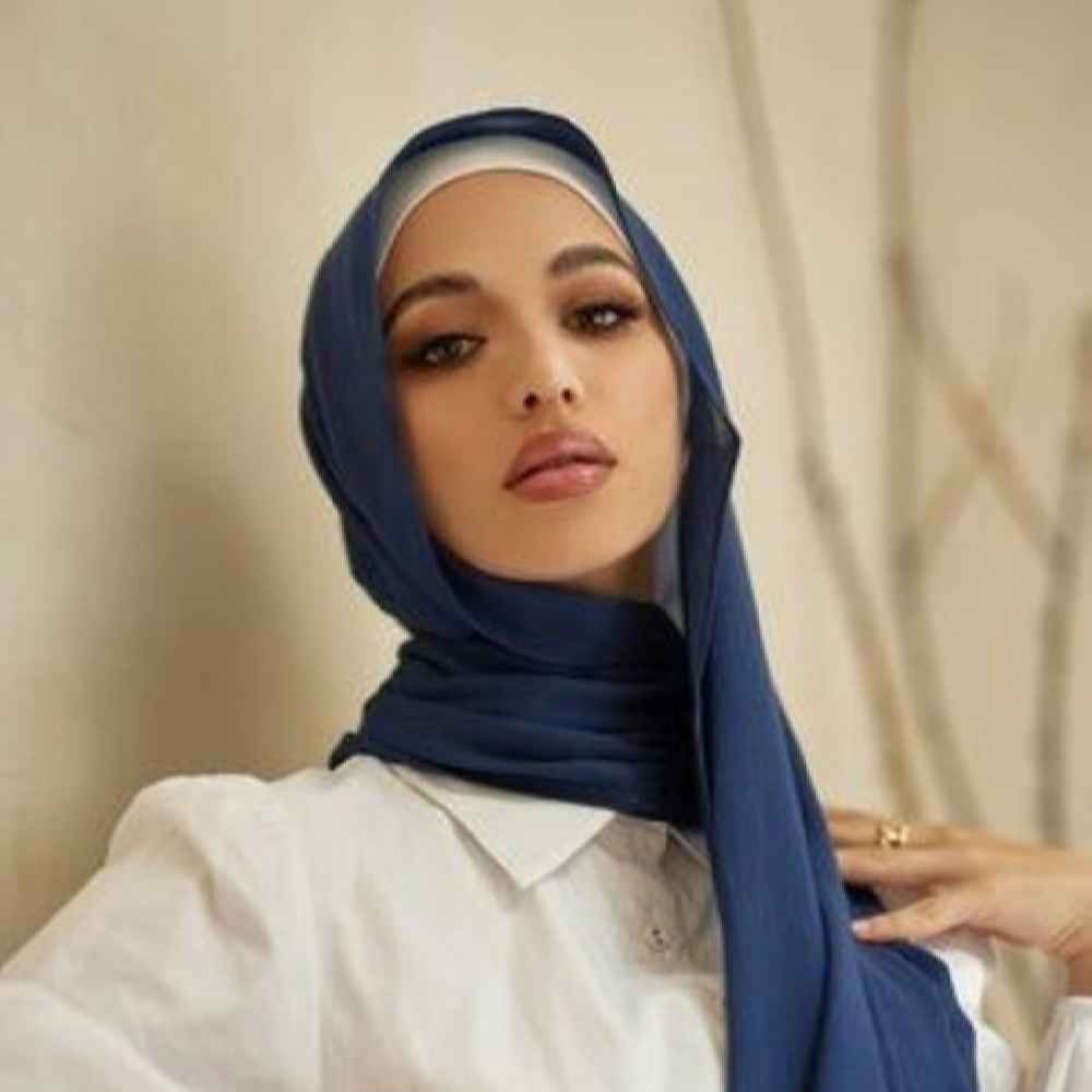 Price and Buy Navy Blue Chiffon Shayla Hijab for Muslim Women - Image 3