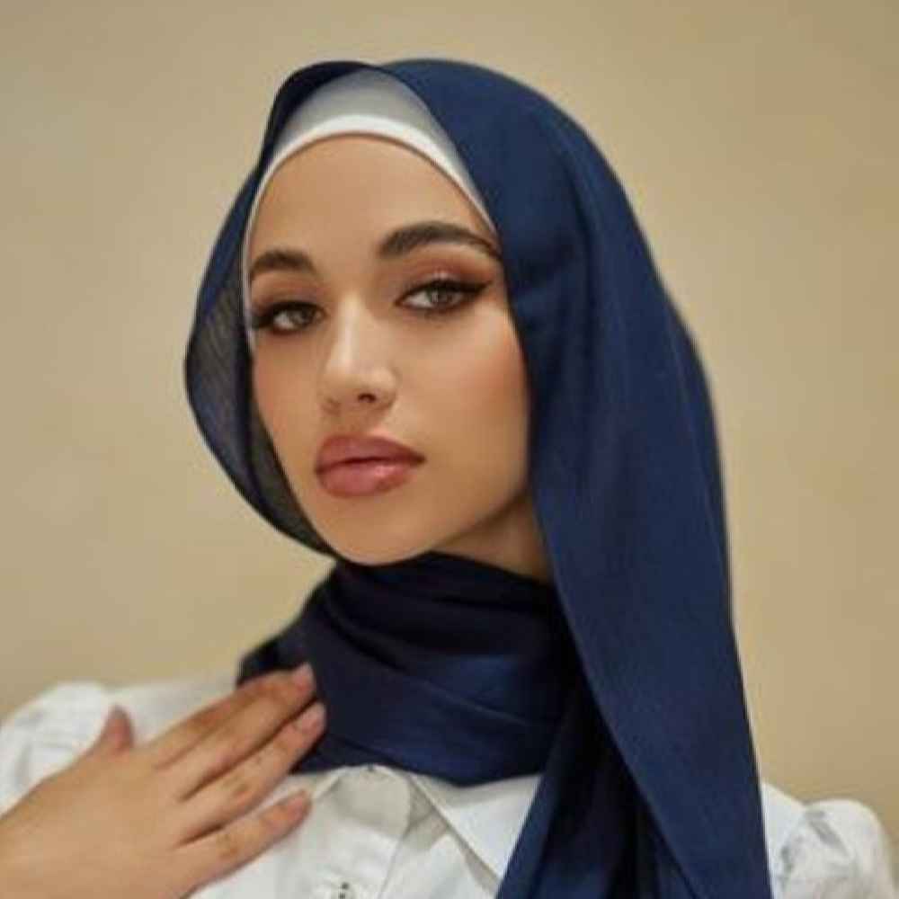 Price and Buy Navy Blue Chiffon Shayla Hijab for Muslim Women - Image 4