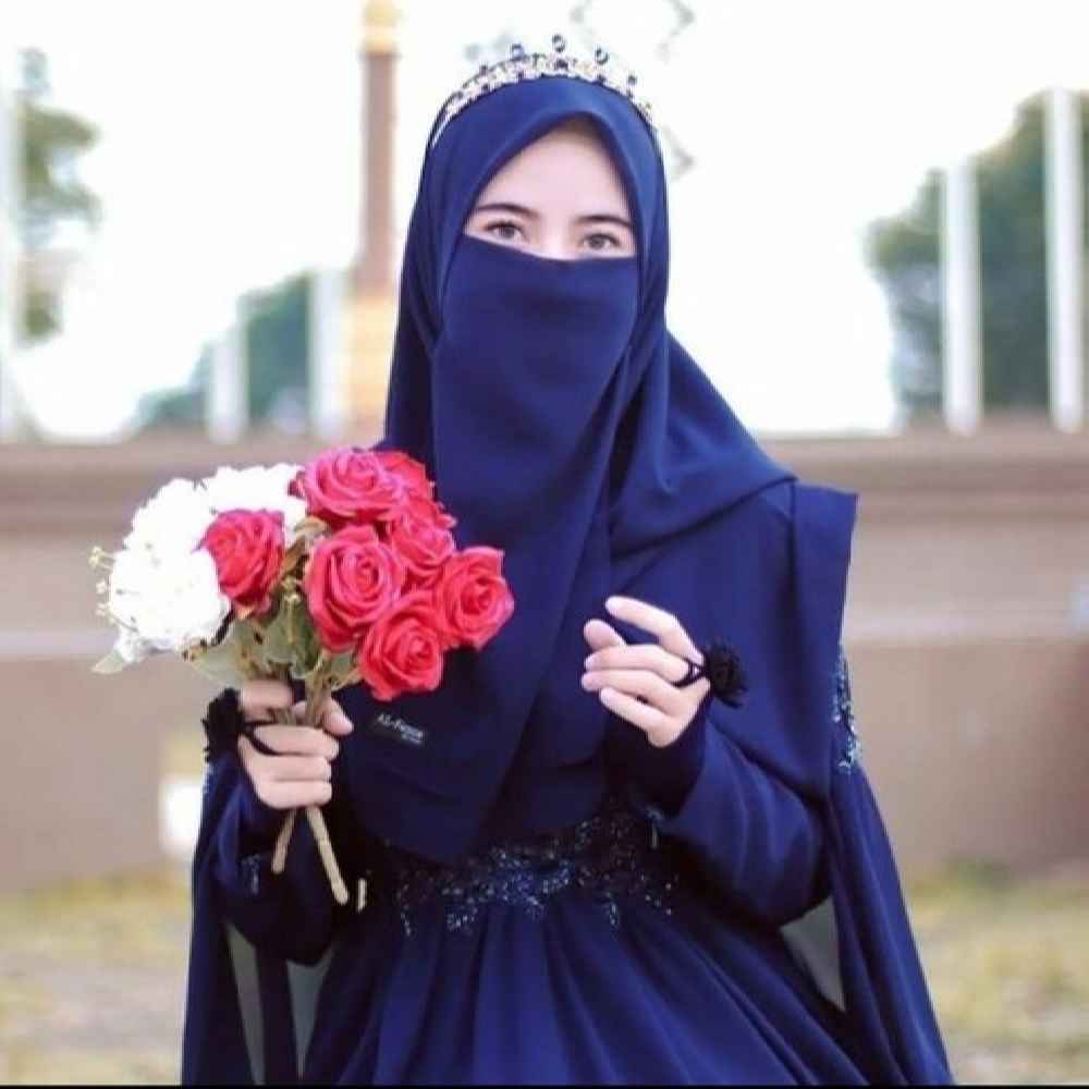 Price and Buy Navy Blue Islamic Crepe Square Scarf & Niqab Set for Women - Image 3