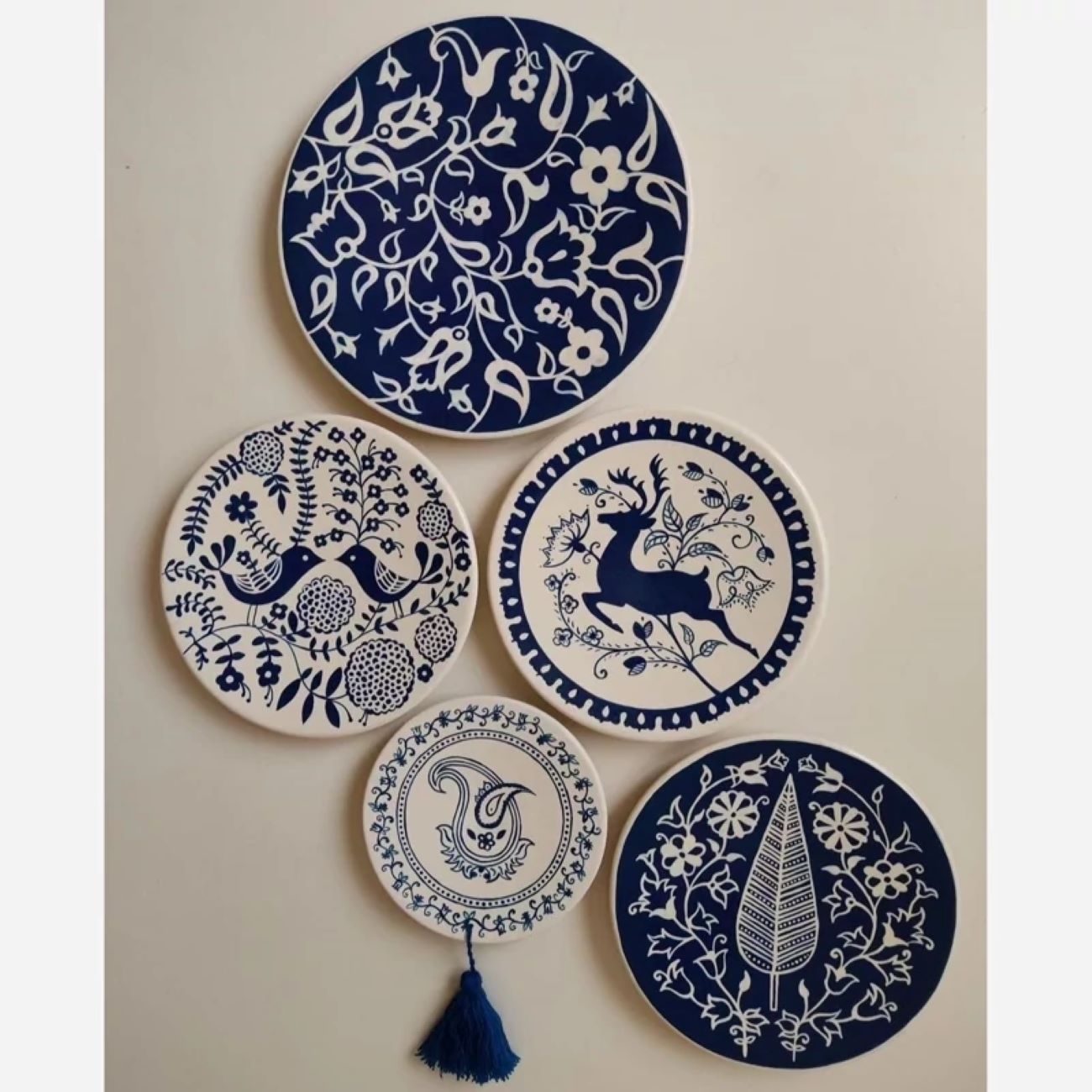 Price and Buy Navy Blue Traditional Design Pottery Wall Plates with Hangers – Set of 5_69029f8fc093e.jpeg Price and Buy Navy Blue Traditional Design Pottery Wall Plates with Hangers – Set of 5 - Image 1