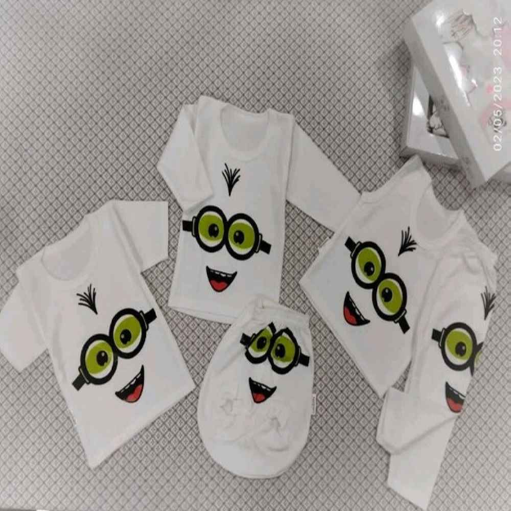 Price and Buy Newborn Clothes Set of 5 with Minions Pattern_68fe428a28d86.jpeg Price and Buy Newborn Clothes Set of 5 with Minions Pattern - Image 1