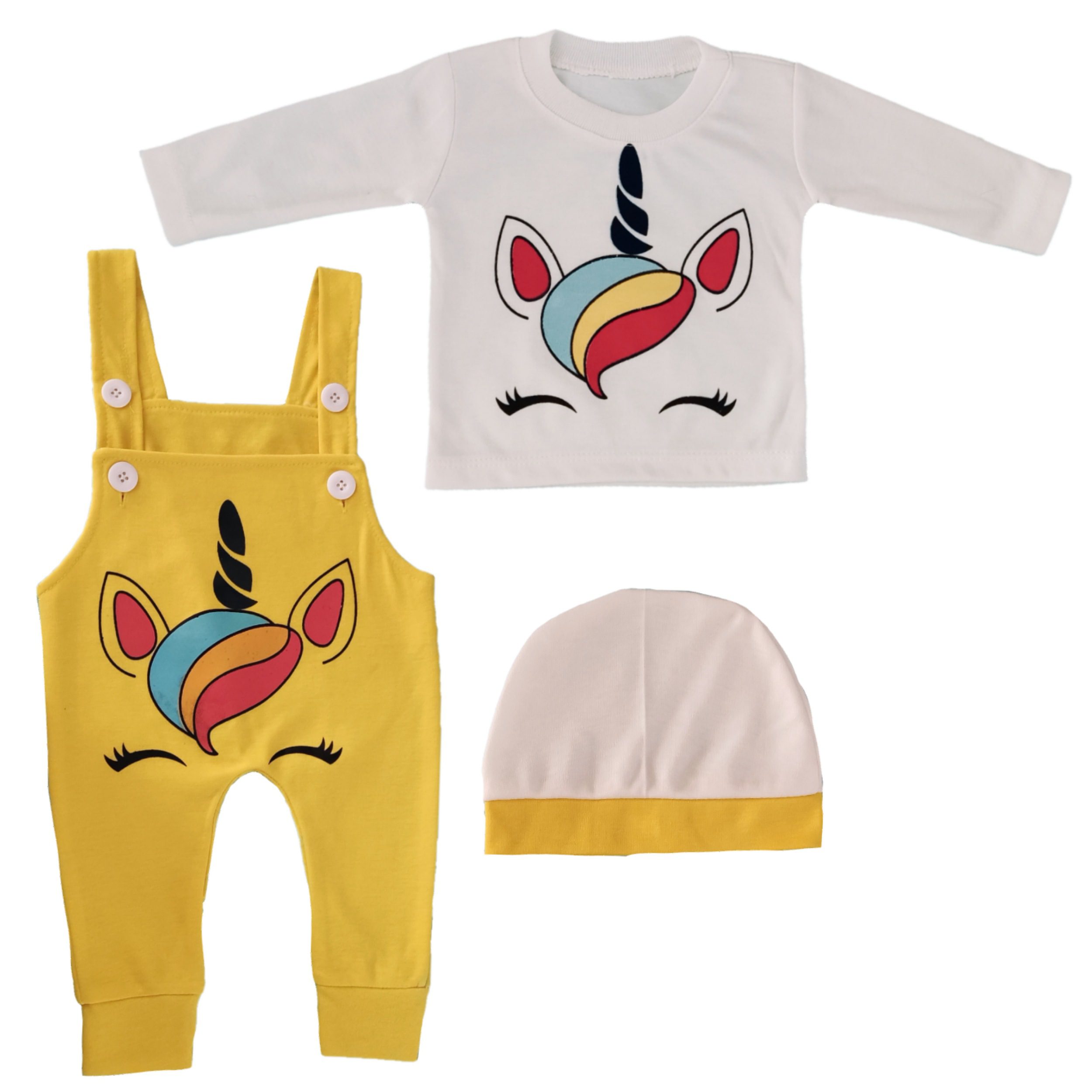 Price and Buy Newborn Outfit Set of 3 Unicorn Design Yellow_68ff6c32eaada.jpeg Price and Buy Newborn Outfit Set of 3 Unicorn Design Yellow - Image 1