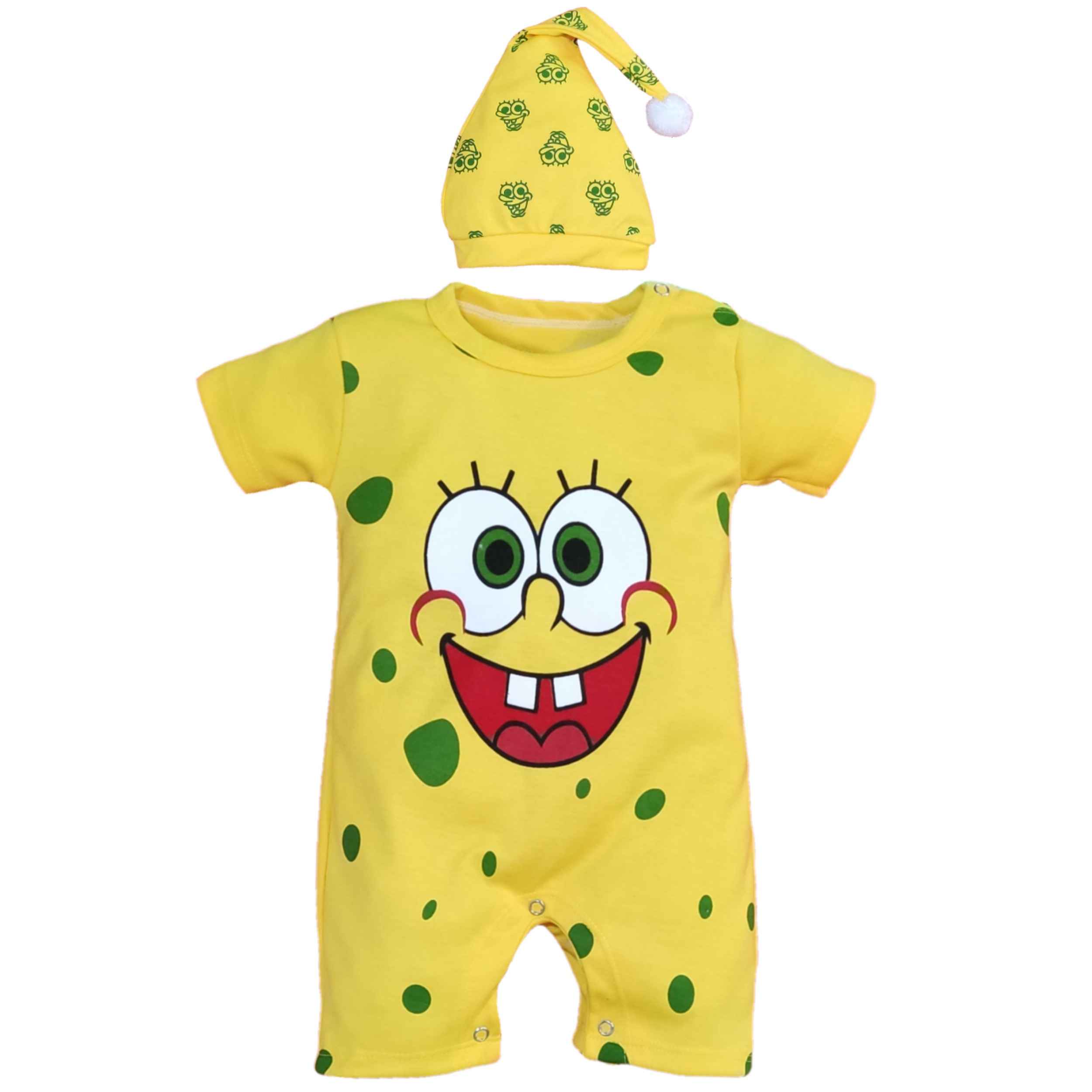 Price and Buy Newborn Short Sleeves Onesie & Hat Set Model SpongeBob_68fe425f35cb2.jpeg Price and Buy Newborn Short Sleeves Onesie & Hat Set Model SpongeBob - Image 4