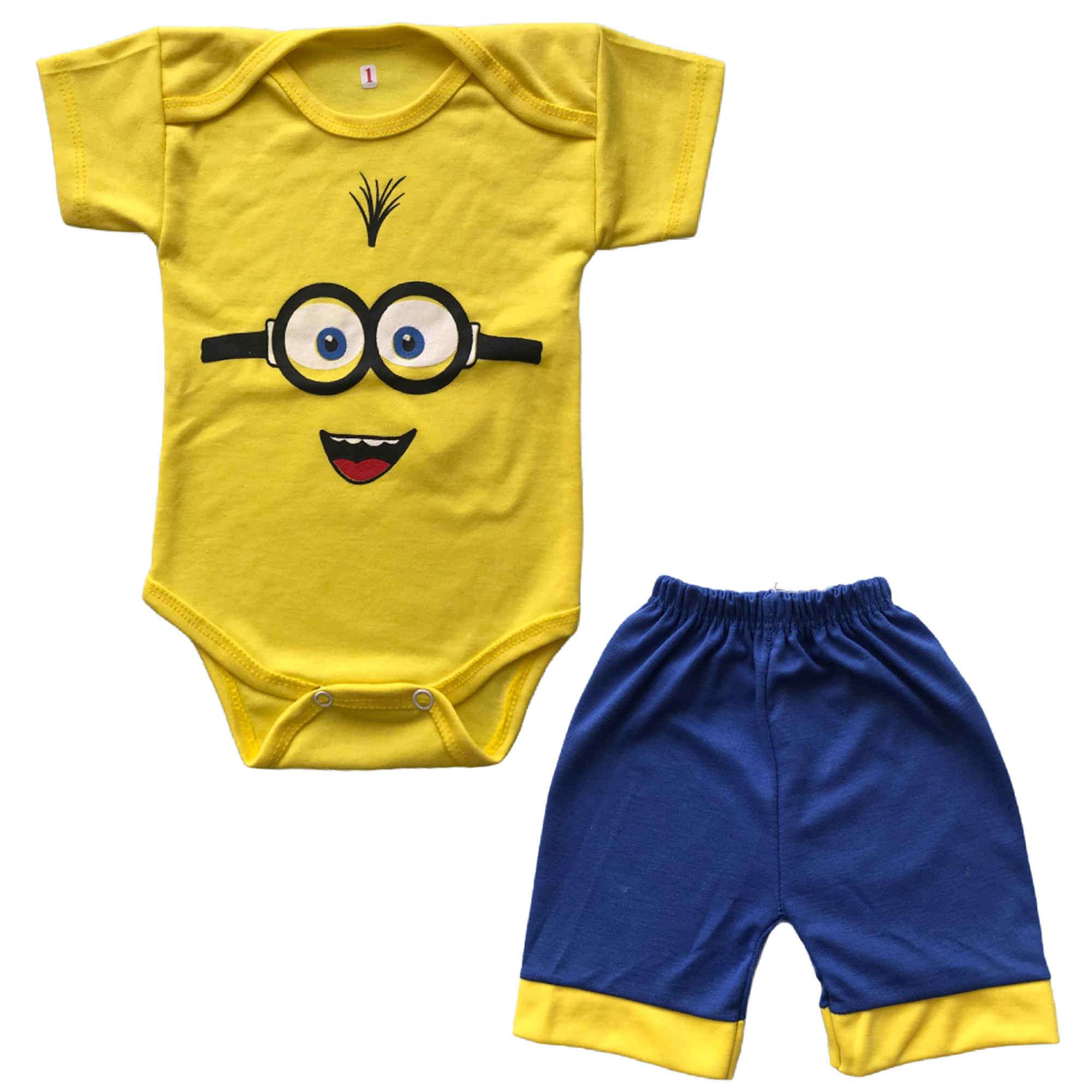 Price and Buy Newborn Short Sleeves Onesie & Shorts Set Model Minions_68fe4229ade26.jpeg Price and Buy Newborn Short Sleeves Onesie & Shorts Set Model Minions - Image 1