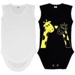 Price and Buy Newborn Sleeveless Onesie Set of 2 with Giraffe Design