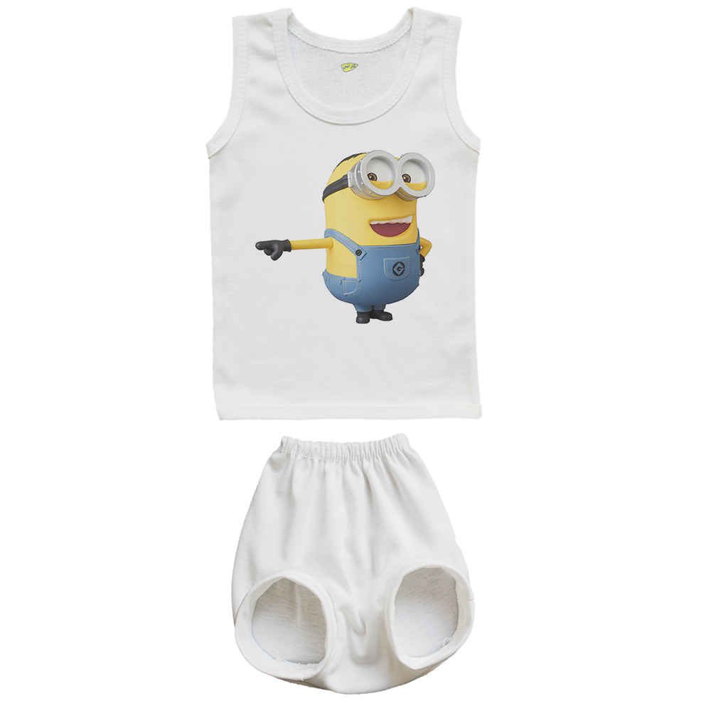 Price and Buy Newborn Vest Top & Shorts Set with Minions Pattern_68fe420ab54fc.jpeg Price and Buy Newborn Vest Top & Shorts Set with Minions Pattern - Image 1