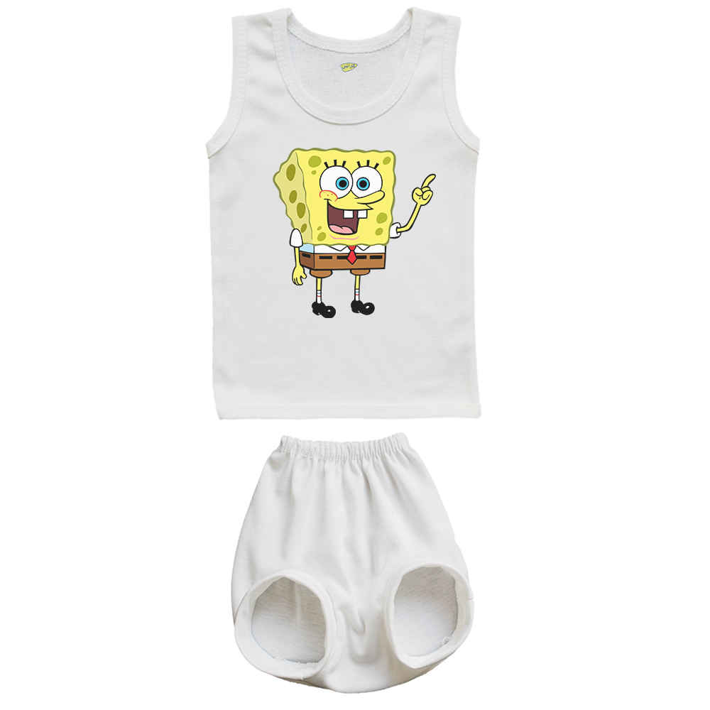 Price and Buy Newborn Vest Top & Shorts Set with SpongeBob Pattern_68fe4240606c1.jpeg Price and Buy Newborn Vest Top & Shorts Set with SpongeBob Pattern - Image 1