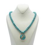 Price and Buy Nishapour Turquoise Necklace Featuring Zodiac Gold Leaf Design – Aquarius (Bahman)