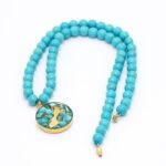 Price and Buy Nishapour Turquoise Necklace Featuring Zodiac Gold Leaf Design – Aquarius (Bahman) - Image 3