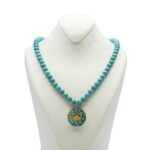 Price and Buy Nishapour Turquoise Necklace Featuring Zodiac Gold Leaf Design – Cancer (Tir)