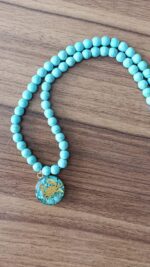 Price and Buy Nishapour Turquoise Necklace Featuring Zodiac Gold Leaf Design – Cancer (Tir) - Image 3