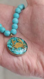 Price and Buy Nishapour Turquoise Necklace Featuring Zodiac Gold Leaf Design – Cancer (Tir) - Image 4
