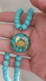 Price and Buy Nishapour Turquoise Necklace Featuring Zodiac Gold Leaf Design – Cancer (Tir) - Image 5