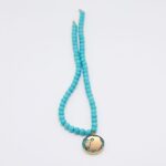Price and Buy Nishapour Turquoise Necklace Featuring Zodiac Gold Leaf Design – Leo (Mordad) - Image 3
