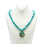 Price and Buy Nishapour Turquoise Necklace Featuring Zodiac Gold Leaf Design – Libra (Mehr)