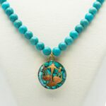 Price and Buy Nishapour Turquoise Necklace Featuring Zodiac Gold Leaf Design – Libra (Mehr) - Image 4