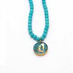 Price and Buy Nishapour Turquoise Necklace – Virgo (Shahrivar) Zodiac Gold Leaf Design - Image 3