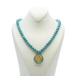 Price and Buy Nishapour Turquoise Necklace with Zodiac Gold Leaf Gemini ‘Khordad’ Design