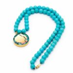 Price and Buy Nishapour Turquoise Necklace with Zodiac Gold Leaf Gemini ‘Khordad’ Design - Image 3