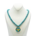 Price and Buy Nishapour Turquoise Necklace with Zodiac Gold Leaf Taurus ‘Ordibehesht’ Design