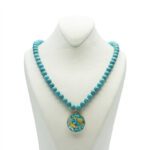 Price and Buy Nishapour Turquoise Pendant on Turquoise Stone Necklace – Pisces Esfand Gold Leaf