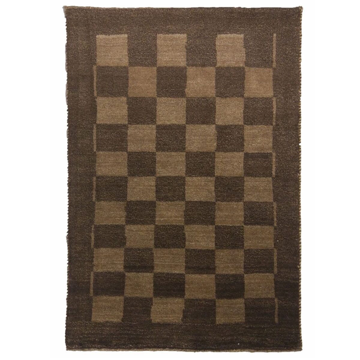 Price and Buy Original Genuine Persian Gabbeh Wool Rug Handwoven in Fars Checkered Brown