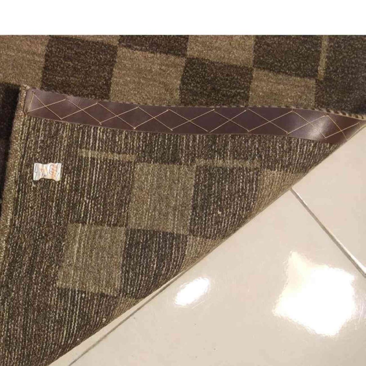 Price and Buy Original Genuine Persian Gabbeh Wool Rug Handwoven in Fars Checkered Brown - Image 3