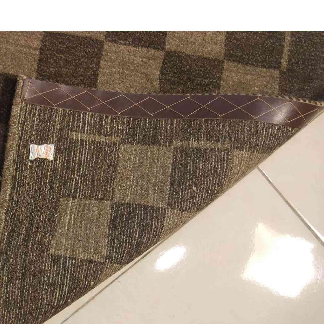 Price and Buy Original Genuine Persian Gabbeh Wool Rug Handwoven in Fars Checkered Brown - Image 3