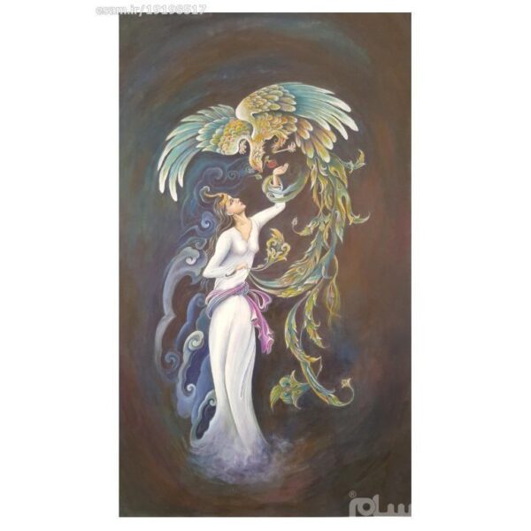 Price and Buy Original Persian Miniature Art Painting: Acrylic on Cardboard – Girl and Phoenix_68f27a3dbcbed.jpeg Price and Buy Original Persian Miniature Art Painting: Acrylic on Cardboard – Girl and Phoenix