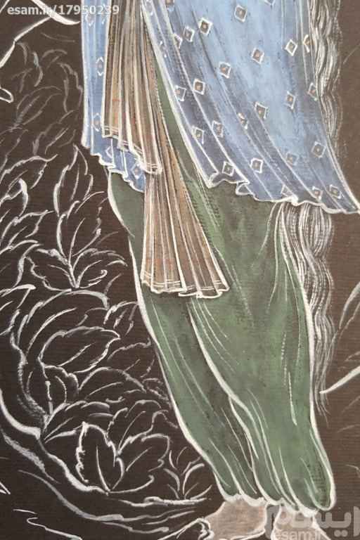 Price and Buy Original Persian Miniature Art Painting: Gouache and Watercolor – Girl and Old Man - Image 3