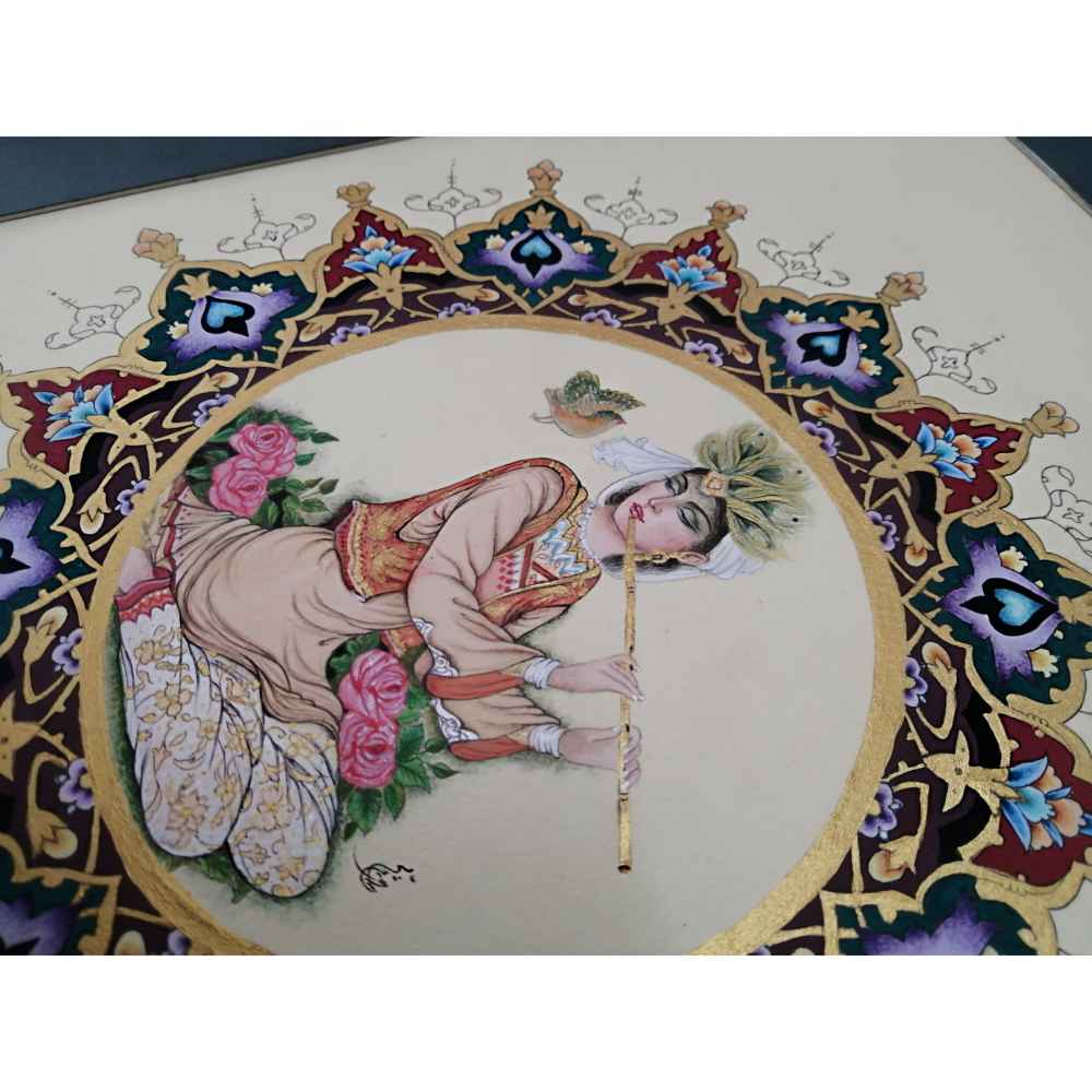Price and Buy Original Persian Miniature Art Painting: Gouache on Cardboard – Banoo by Mohadeseh Asari - Image 3