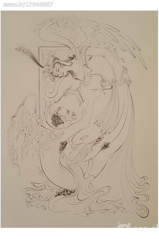 Price and Buy Original Persian Miniature Art Painting: Watercolor – Angel and Demon - Image 3