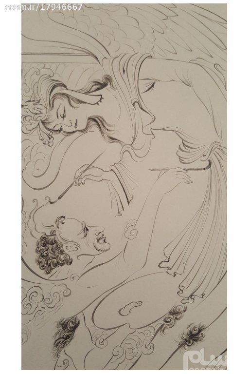 Price and Buy Original Persian Miniature Art Painting: Watercolor – Angel and Demon - Image 4