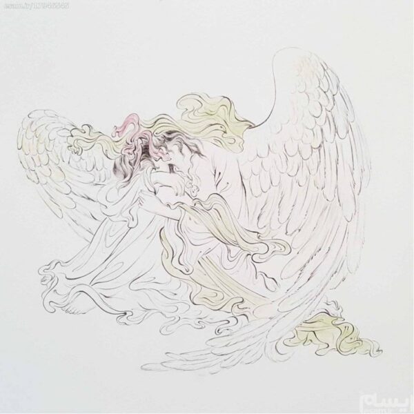 Price and Buy Original Persian Miniature Art Painting: Watercolor – Broken Heart Angel_68f4c89706da4.jpeg Price and Buy Original Persian Miniature Art Painting: Watercolor – Broken Heart Angel