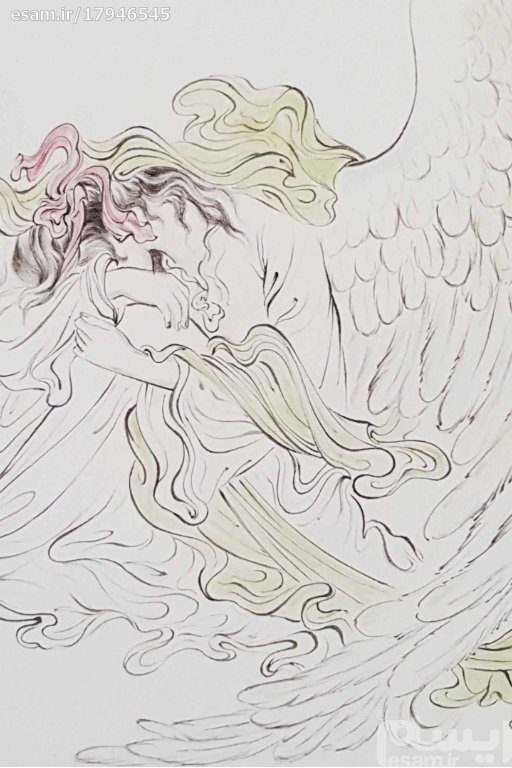 Price and Buy Original Persian Miniature Art Painting: Watercolor – Broken Heart Angel - Image 4