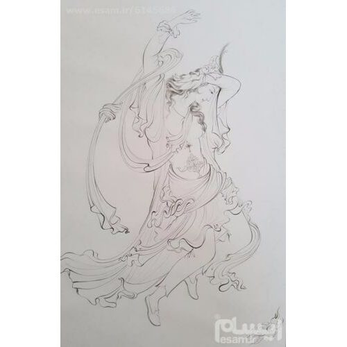 Price and Buy Original Persian Miniature Art Painting: Watercolor – Dance in Wind - Image 3
