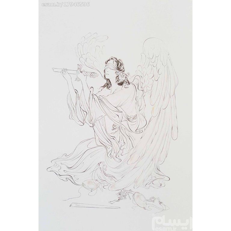 Price and Buy Original Persian Miniature Art Painting: Watercolor – Justice Angel