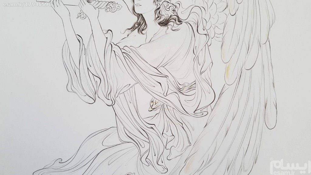Price and Buy Original Persian Miniature Art Painting: Watercolor – Justice Angel - Image 6