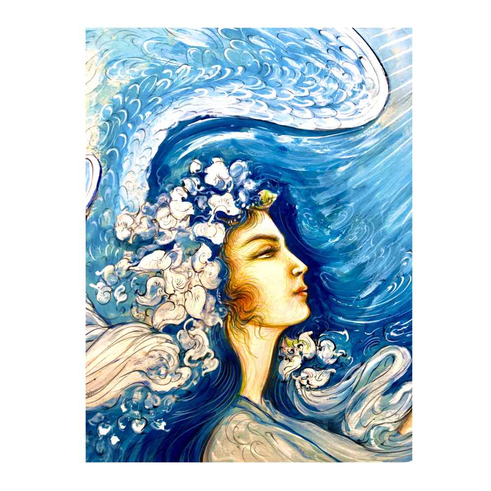 Price and Buy Original Persian Miniature Art Painting: Watercolor on Cardboard – Niayesh by Rasoul Motamedi - Image 3