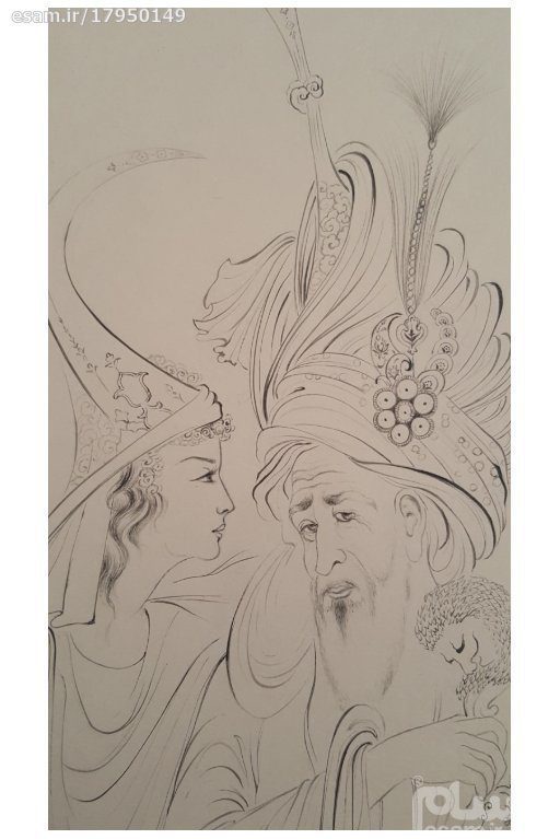 Price and Buy Original Persian Miniature Art Painting: Watercolor – Sheikh and Girl - Image 3