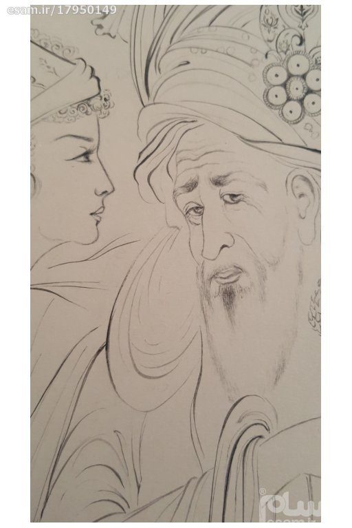 Price and Buy Original Persian Miniature Art Painting: Watercolor – Sheikh and Girl - Image 6