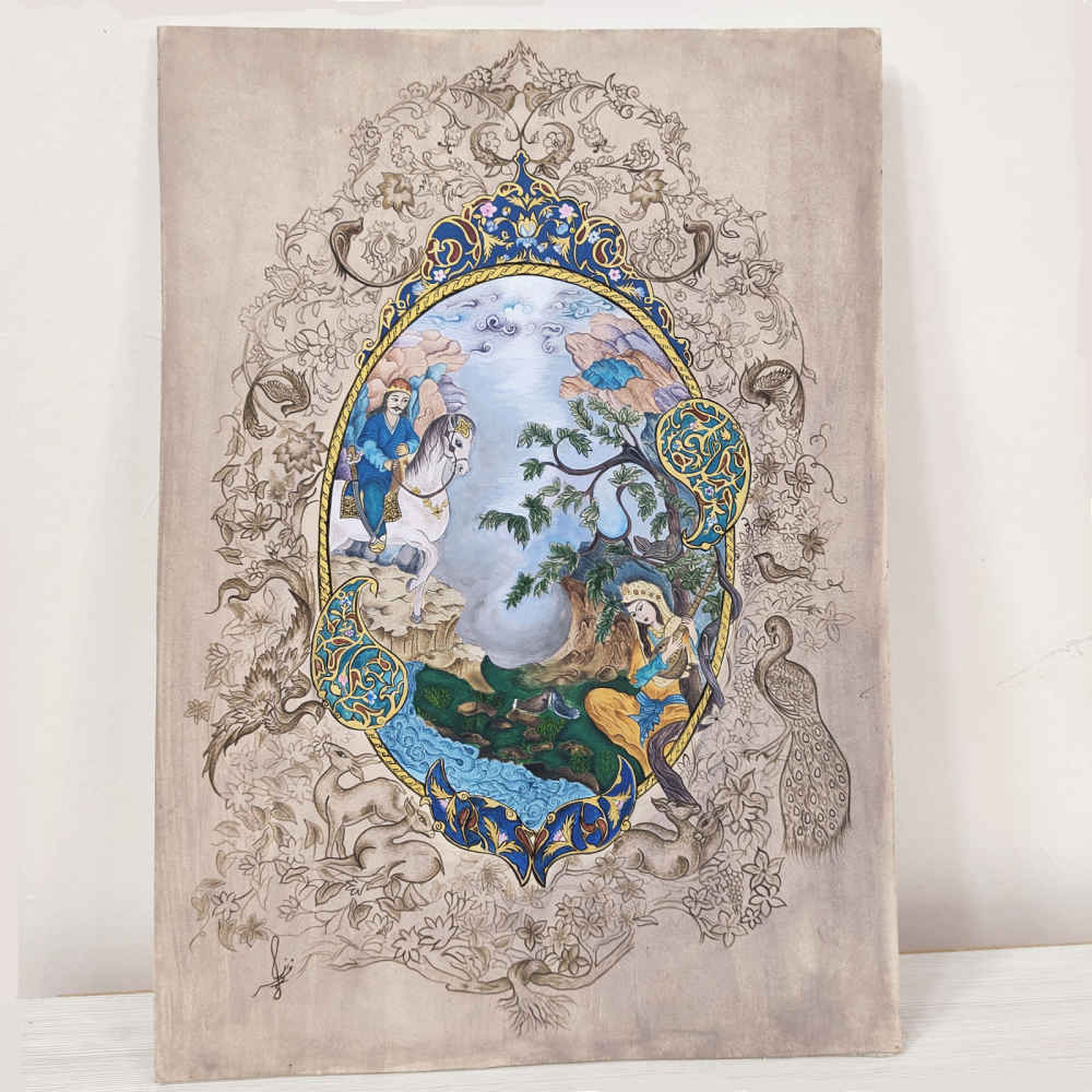 Price and Buy Original Persian Miniature Art Painting: Watercolor – The World of Love by Niloofar Hosseinpour - Image 3