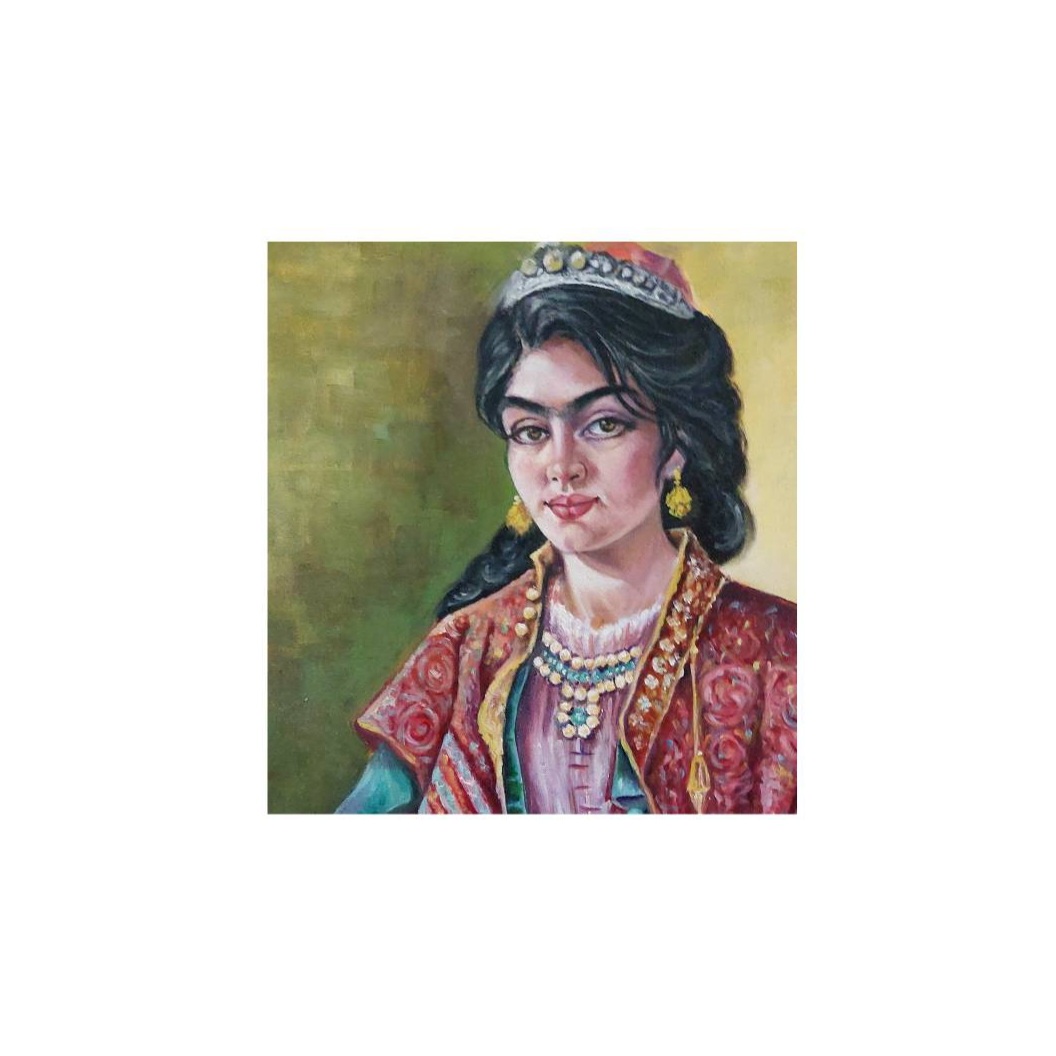 Price and Buy Original Persian Qajar Art Painting: Oil on Canvas, Qajar Girl Portrait - Image 3