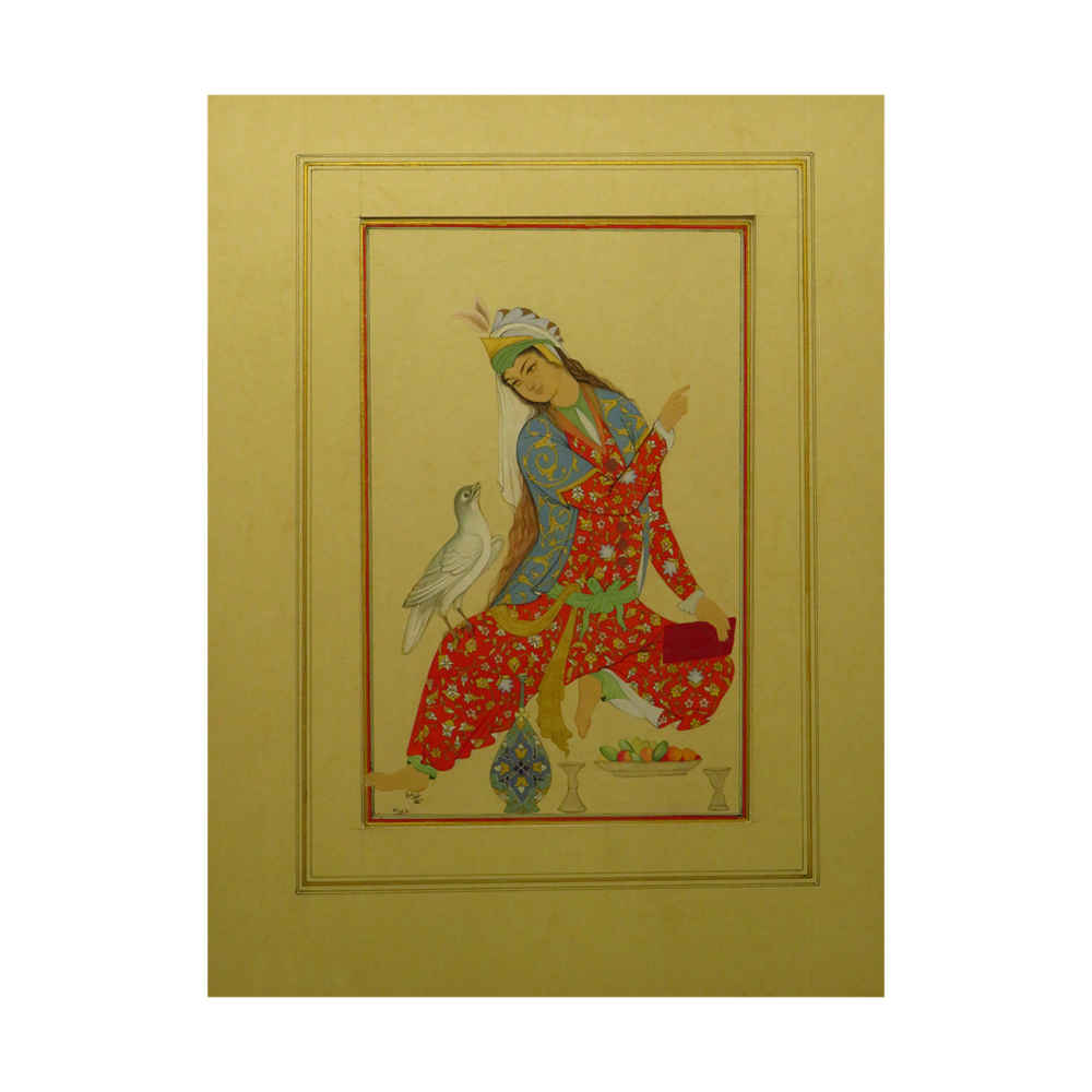 Price and Buy Original Persian Safavid Art Painting: Watercolor and Gouache on Cardboard – Abbasi - Image 3