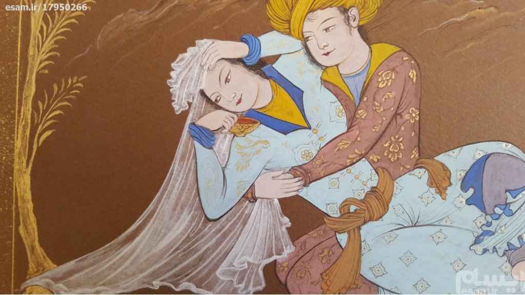 Price and Buy Original Persian Safavid Art Painting: Watercolor and Gouache on Cardboard – Layla and Majnun - Image 3