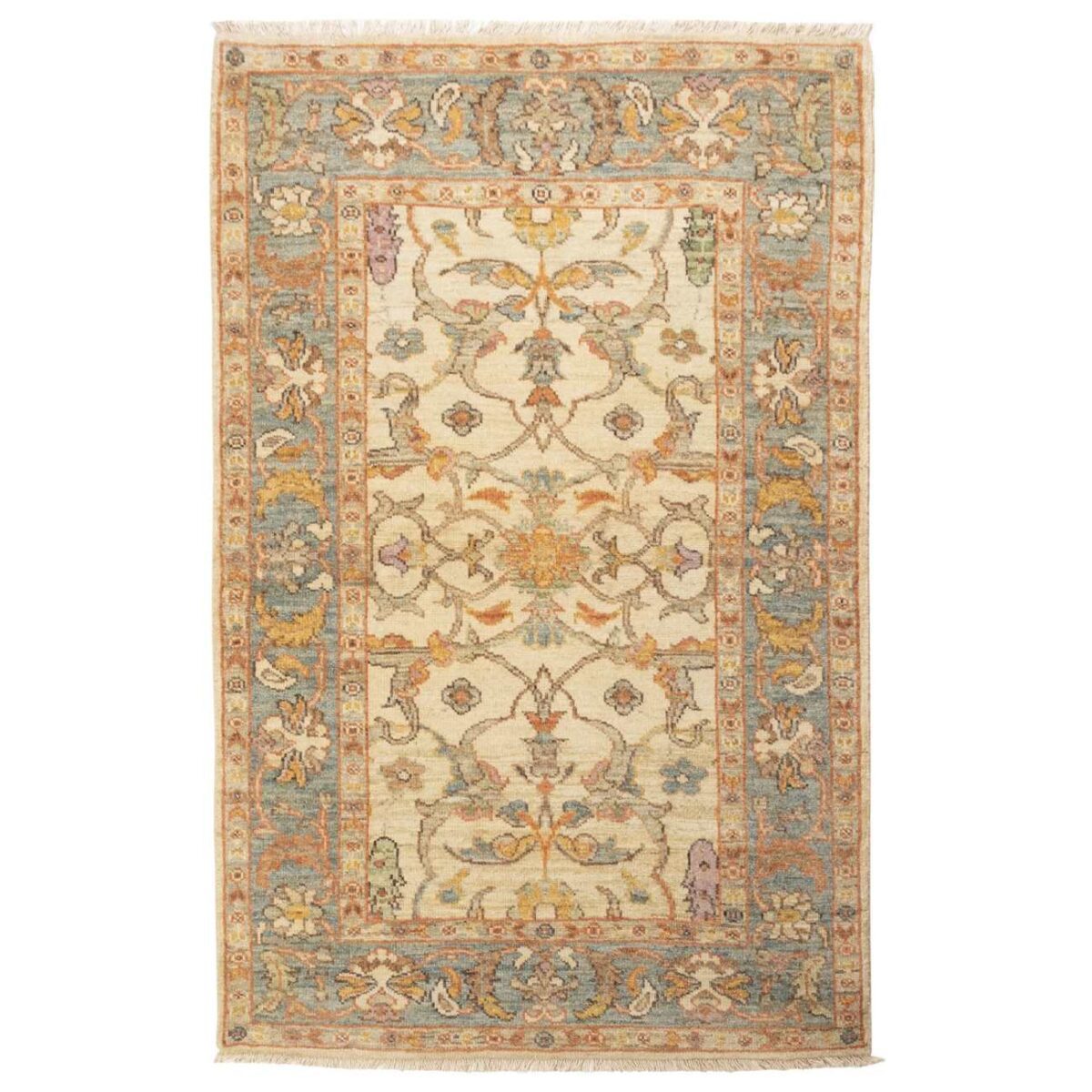Price and Buy Original Persian Wool Carpet Hand-Knotted in Shiraz Bordered Cream