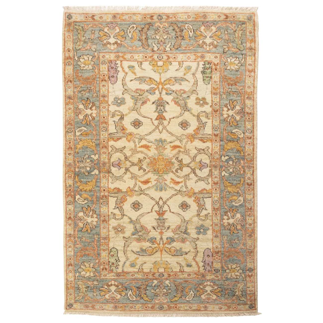 Price and Buy Original Persian Wool Carpet Hand-Knotted in Shiraz Bordered Cream
