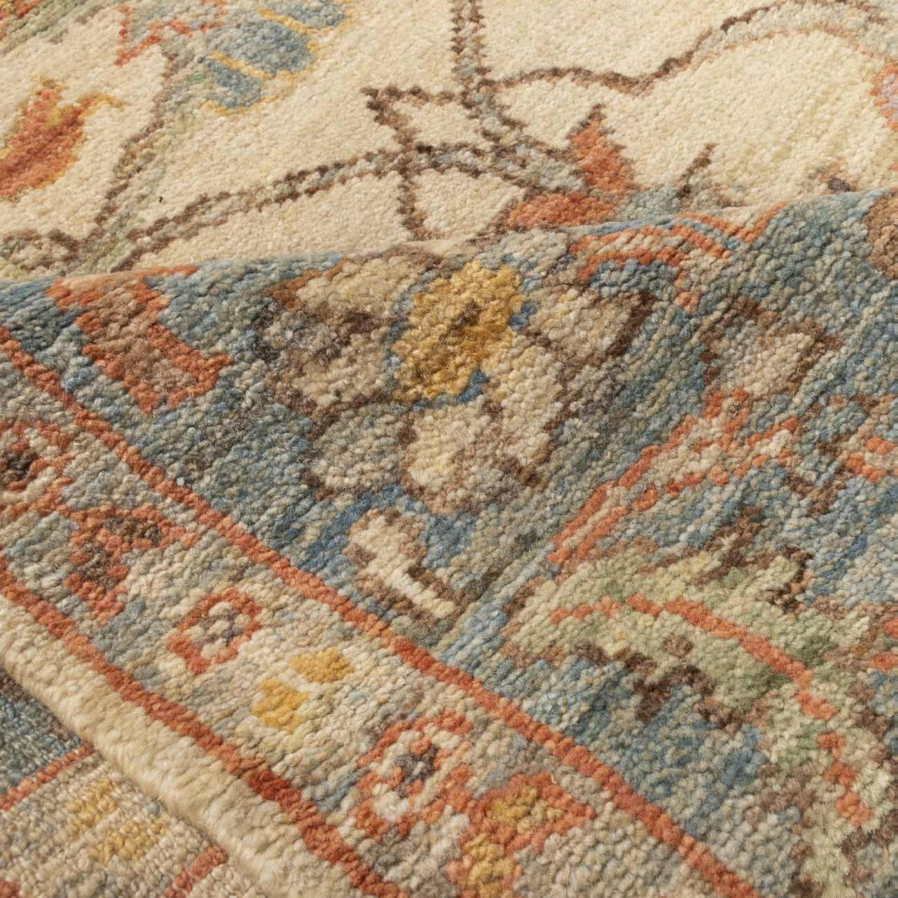 Price and Buy Original Persian Wool Carpet Hand-Knotted in Shiraz Bordered Cream - Image 9