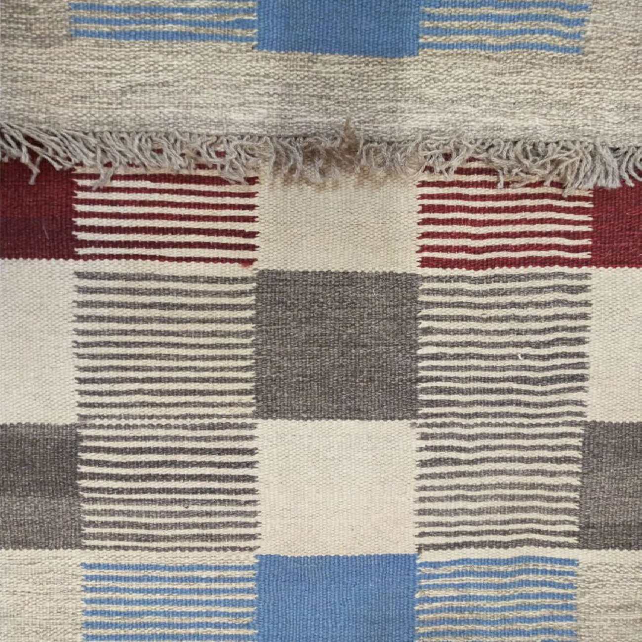 Price and Buy Original Persian Wool Kilim Rug Handwoven Checkered Cream - Image 3