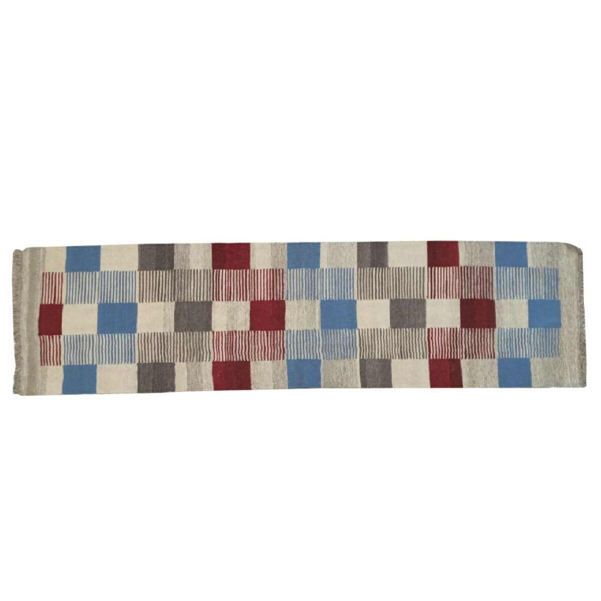Price and Buy Original Persian Wool Kilim Rug Handwoven Checkered Cream - Image 4